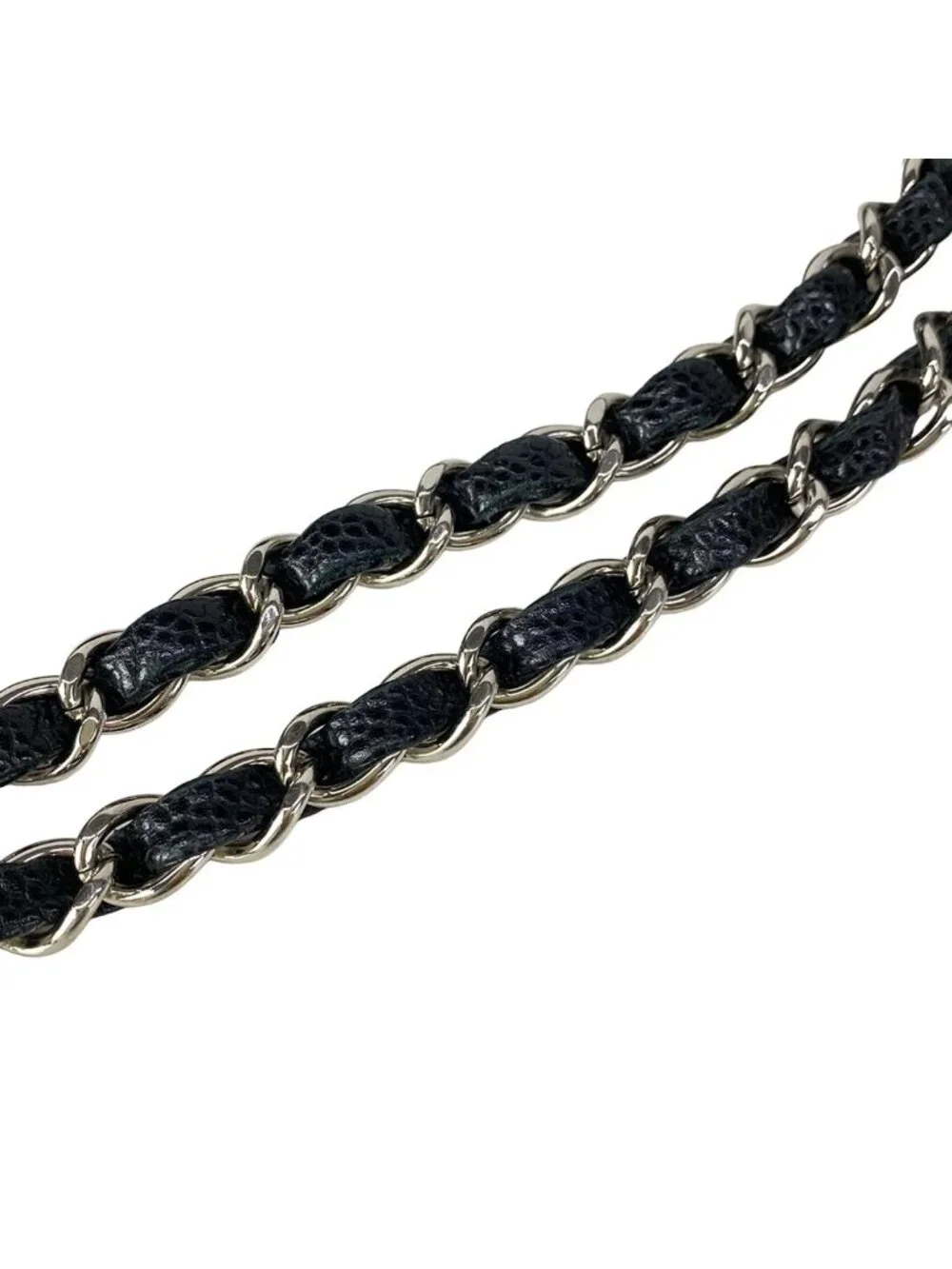 Chanel Shoulder Bag Double Flap Quilted Black Chain Silver